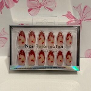 Nail Reformation Cherry French Tip Press On Nails Kit 30 Count Almond Shape NEW